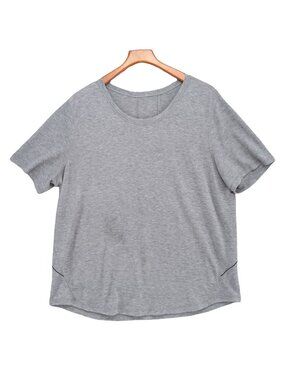 Lululemon Long Distance Shirt Womens Silver Grey Short Sleeve Lightweight Sz 12